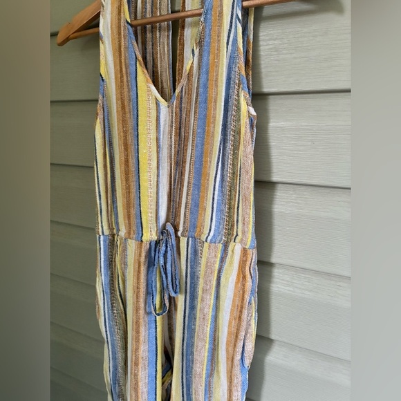 DREW striped linen rayon jumpsuit summer vacation Anthropologie sz XS cropped - Picture 11 of 16